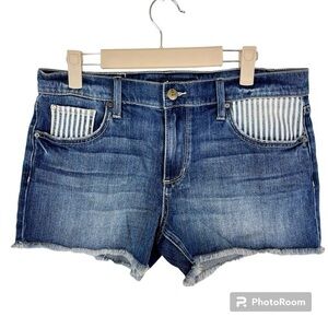 2/$25 Else Buckle Dark Blue Patchwork Pocket Stretch Denim Jean Boyfriend Shorts
